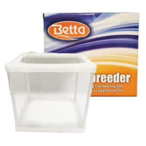 Betta Fish Net Breeder provides a separation area or place of safety for fish and other livestock. Can be easily placed in your aquarium or breeding tank. The net design allows for water to easily pass through and maintain water quality. Comes as a kit, easy to assemble, no tools required. Assembled dimensions: (w) 160mm x (d) 140mm x (h) 145mm