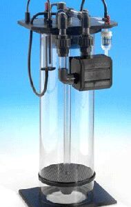 Deltec PF601 Calcium Reactor The PF601 is the third model of the 5th generation fluidised calcium reactors and is suitable for aquariums up to 2000 lts – 444 imp. gallons – 528 US gallons normal stocking and illumination. The 5th generation models now have a new design of aqua bee pump to prevent wear due to the abrasive nature of the water and media in the reactor. Standard features Like the previous version this model is fitted with sponges at the top and bottom of the reaction chamber to prevent the possibility of the fluidised media from entering the pump.
