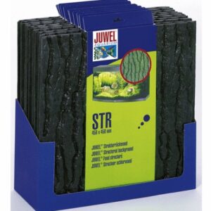 The STR colour background is a highly realistic image of tree barks. With its black colour tones it provides the perfect contrast to your plants and fishes. JUWEL STR colour backgrounds are a low-cost stepping stone into 3-D colour backgrounds. Measures 600mm x 550mm. Easily cuts to size.