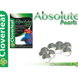 Cloverleaf Absolute Bio Pearls are for maintaining healthy, clean, clear water in ponds and aquariums. Each pearl contains millions of microscopic nitrifying bacteria, and a combination of fast acting bioactive enzymes that rapidly remove ammonia and nitrite. Simply add them to your filter and they will start working straight away. 100% safe to use with all freshwater fish, plants, and other wildlife. Contains 75 pearls, sufficient to treat up to 1875L.