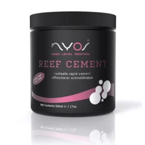 Nyos Reef Cement Nyos® Reef Cement is a rapid adhesive with a firm grip and is low in harmful substances, which can be used to attach corals, overhangs, columns and complete stone structures easily and durably. Reef Cement is a powdery substance, which is simply stirred in cold water and cures completely within 2 minutes. Can be used above and below water Not harmful to corals or fish Attachment of corals, columns, reef structures, etc. Corals can be attached on the reef structure either as over-hanging or free-standing corals. Is soon overgrown with coralline red algae Technical Details Content:500ml Use: 3 parts Reef Cement, 1 part water Binding time: 2 minutes